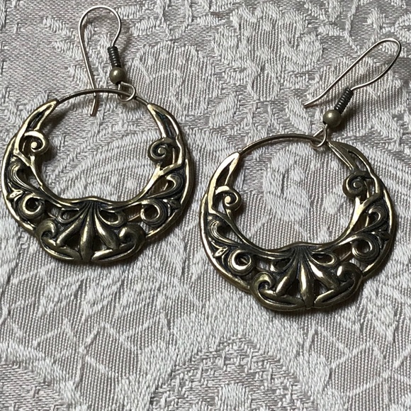 Art Deco BoHo Dangle Hoop Earrings - Picture 4 of 6